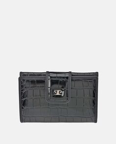 Женский кошелек Pierre Cardin среднего черного цвета с застежкой-клапаном Pierre Cardin, черный