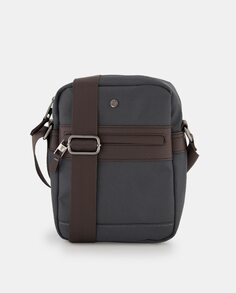 Двухцветная серо-коричневая сумка через плечо среднего размера с внешним карманом Emidio Tucci, мультиколор