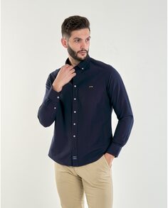 Однотонная мужская оксфордская рубашка темно-синего цвета Spagnolo, темно-синий
