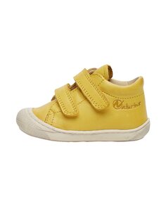 Детские кожаные туфли для первых шагов, низкие, с двойной клейкой застежкой Naturino, желтый