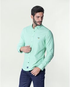 Однотонная мужская оксфордская рубашка темно-зеленого цвета Spagnolo