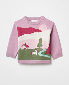 Жакардовый свитер с пейзажем Sfera, фиолетовый (Sfera)