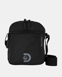 Большая черная сумка через плечо из переработанного полиэстера с передним карманом и RFID-меткой Discovery, черный
