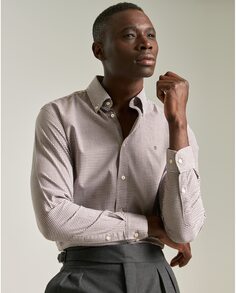 Узкая мужская рубашка в шоколадную клетку PuroEgo, коричневый