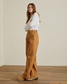Женские прямые брюки с боковыми пряжками Yerse, коричневый