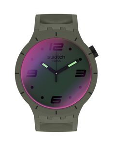 Футуристические зеленые часы с зеленым силиконовым ремешком Swatch, зеленый