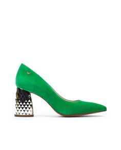 Женские кожаные туфли на квадратном каблуке зеленого цвета Martinelli, зеленый