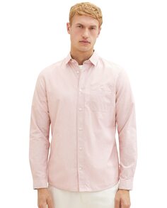 Мужская рубашка приталенного кроя с розовым микропринтом Tom Tailor, розовый