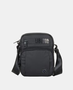 Маленькая черная нейлоновая сумка через плечо с передним карманом Liberto, черный