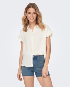 Женская рубашка с короткими рукавами и рюшами jdy, белый