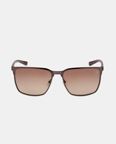 Мужские коричневые солнцезащитные очки-авиаторы из металла с поляризационными линзами Timberland, коричневый