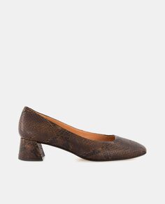 Женские туфли из тисненой кожи с квадратным носком - Comfort Line Latouche, коричневый