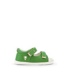 Зеленые кожаные сандалии для маленьких мальчиков с двойной застежкой-липучкой Bobux, зеленый