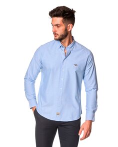 Однотонная мужская оксфордская рубашка голубого цвета Bandera Collection Spagnolo, светло-синий
