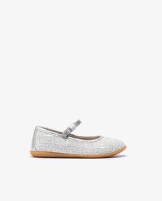 Серебристые туфли Мэри Джейн для девочек с линейными рельефными деталями Conguitos, серебро
