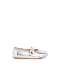 Кожаные туфли Мэри Джейн в классическом стиле для девочек Pisamonas, серебро