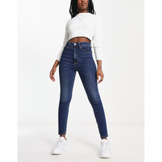 Джинсы Stradivarius Super High Waist Skinny, темно-синий