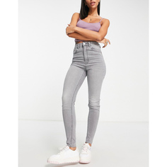 Джинсы Stradivarius Super High Waist Skinny, серый