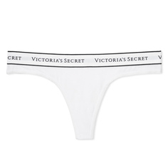 Трусы Victoria&apos;s Secret Logo Cotton Thong Smooth, белый