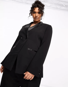 Пиджак Asos Design Curve Tux Double Breasted, черный