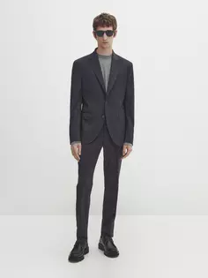 Пиджак из шерсти super 120&apos;s Massimo Dutti, серый
