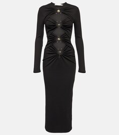 Украшенное платье миди из джерси с вырезами CHRISTOPHER ESBER, черный