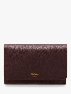 Кошелек Mulberry Continental, маленький классический из лицевой кожи, средний французский кошелек, Oxblood