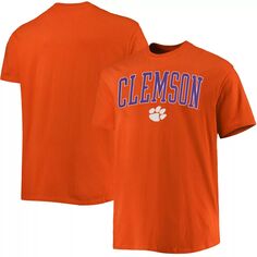 Мужская оранжевая футболка Clemson Tigers Big &amp; Tall Arch Over Wordmark Champion