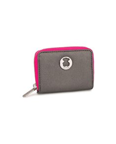 Серебряный женский кошелек Tous с флюоресцентно-розовой молнией Tous, серебро