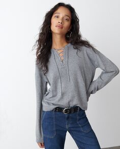 Тонкий женский свитер с веревками Brownie, темно-серый