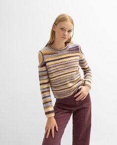 Женский свитер с открытыми плечами и круглым вырезом Noon, фиолетовый