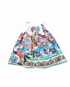 Разноцветное девчачье платье со складками по горловине Pan con Chocolate, мультиколор