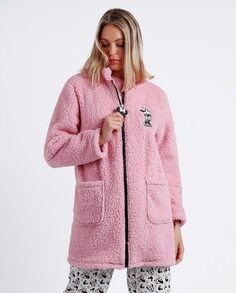 Теплый женский халат с длинными рукавами и застежкой-молнией розового цвета Disney, розовый