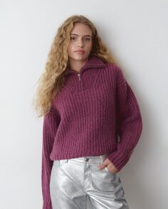 Плотный женский свитер на молнии Brownie, фиолетовый