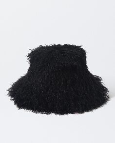 Женская шапка-ведро с однотонным мехом Parfois, черный