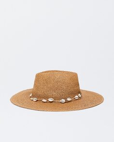 Женская шапка с бусинами-ракушками коричневого цвета Parfois, коричневый