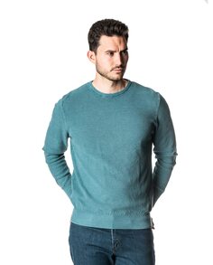 Мужской свитер с круглым вырезом бирюзового цвета Spagnolo, бирюзовый