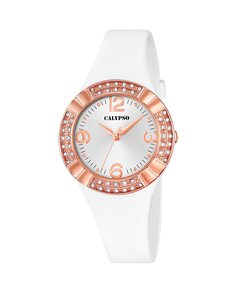 K5659/1 Модные женские часы из белого каучука Calypso, белый