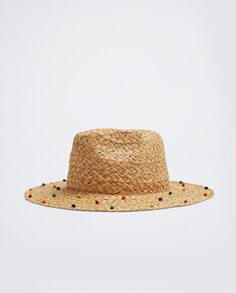 Однотонная женская шапка с бусинами коричневого цвета Parfois, коричневый