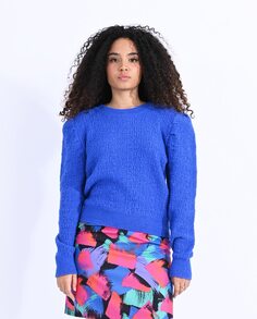 Женский свитер с длинными рукавами и эффектом подплечников Lili Sidonio, синий
