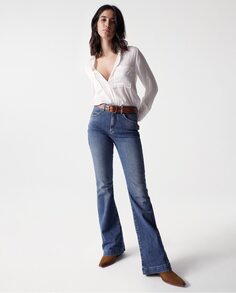 Женские расклешенные джинсы Faith с высокой посадкой и пуш-ин Salsa Jeans, синий
