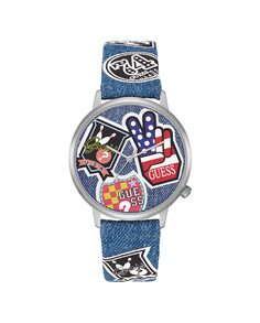 Женские часы Originals V1004M1 из кожи с синим ремешком Guess, синий
