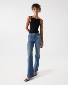 Женские расклешенные джинсы пуш-ап со средней посадкой Salsa Jeans, синий