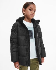 Черный пуховик для мальчика с длинными рукавами Calvin Klein, черный