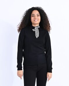 Женский вязаный свитер с бантом Lili Sidonio, черный