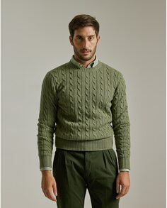 Зеленый мужской свитер с круглым вырезом PuroEgo, зеленый