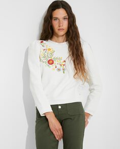 Женский хлопковый свитер с цветочной вышивкой Naëlle, белый