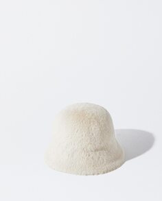 Женская однотонная меховая шапка-ведро Parfois, белый