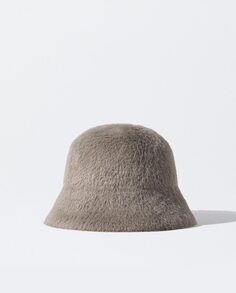 Женская однотонная меховая шапка-ведро Parfois, коричневый