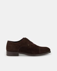 Мужские замшевые туфли на шнуровке с гладким верхом и прямым носком Martinelli, темно коричневый